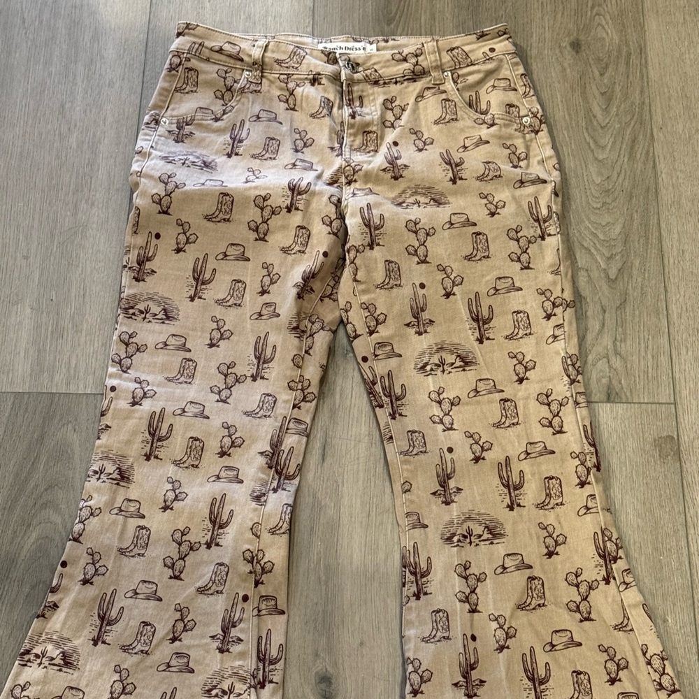 Desert Motif Boot-Cut Pants in Tan